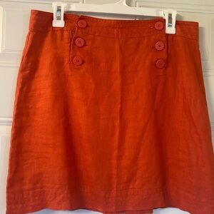 Max Studio 100% Linen Mini Skirt Sz 6 Poppy Nautical Button Front A-Line